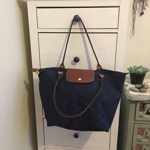 Longchamp Large Le Pliage Nylon Tote- Navy