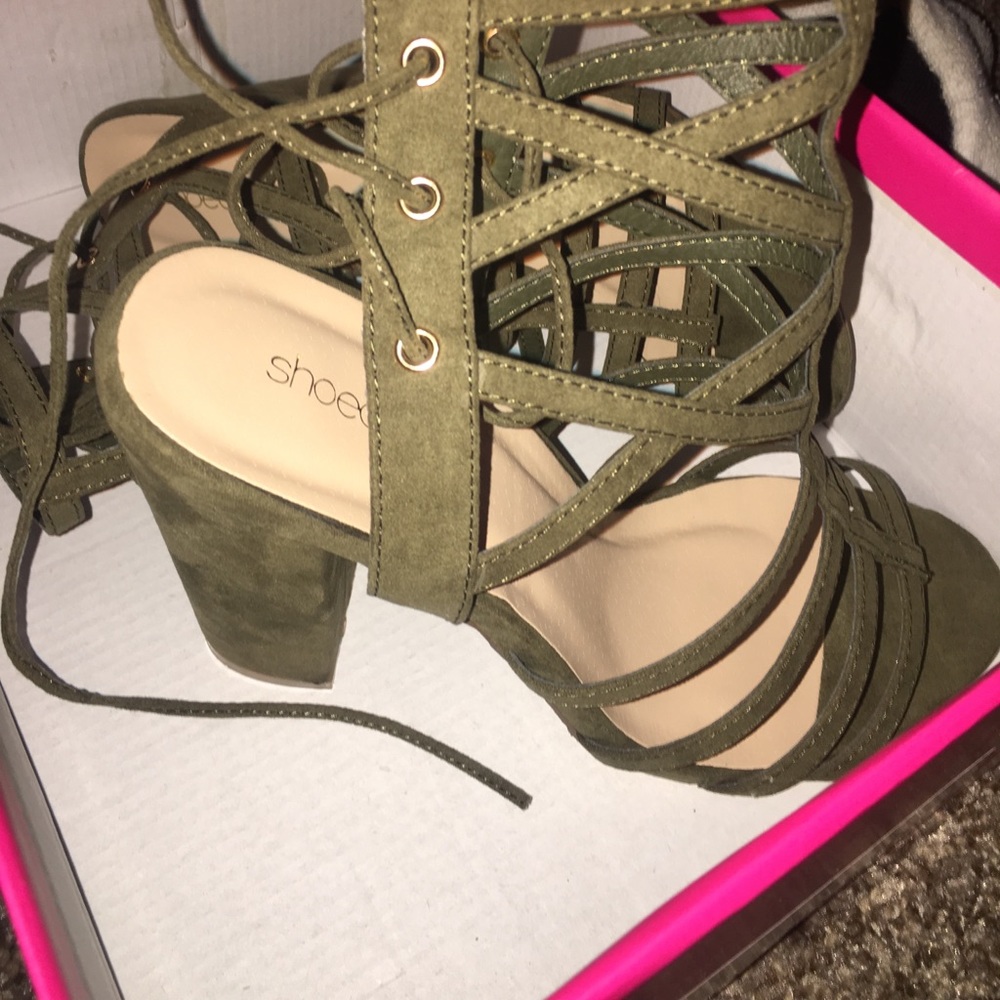 Green olive heels