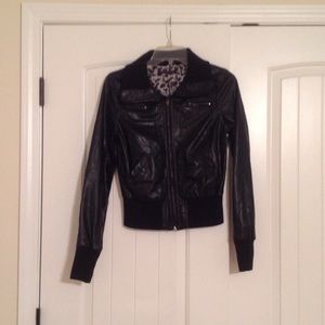 Black Bomber leather jacket