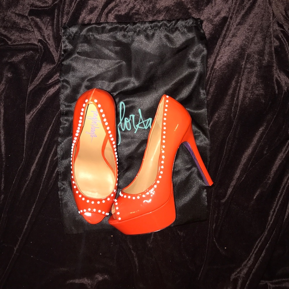 Orange with accent polka Dots Heels