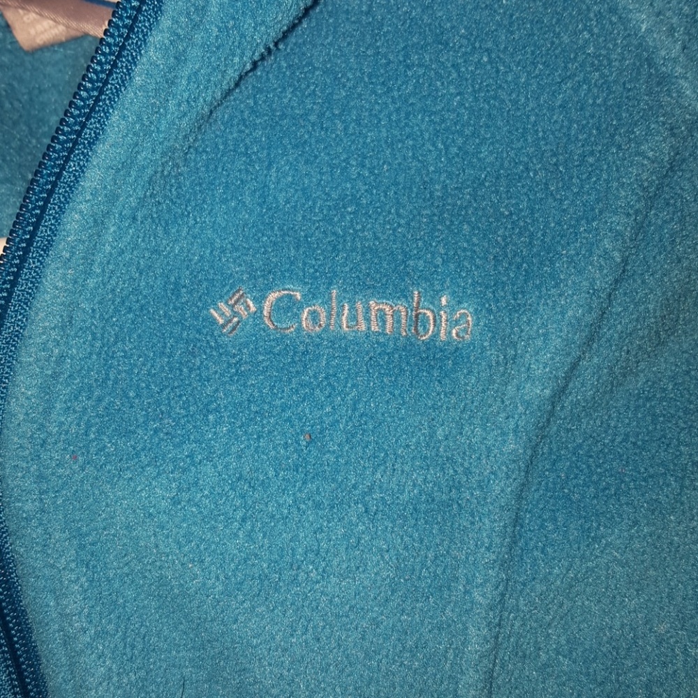 Columbia fleece turquoise zip up hoodie