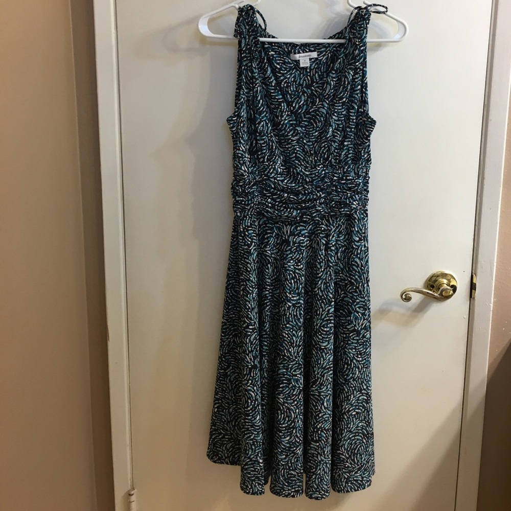 Dress Barn Blue Patterned Surplice Dress