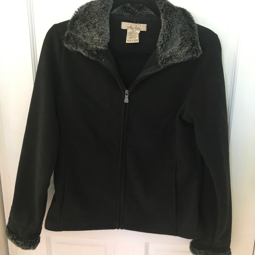 Fleece Jacket with Faux Fur Collar and Cuffs