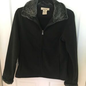 Fleece Jacket with Faux Fur Collar and Cuffs