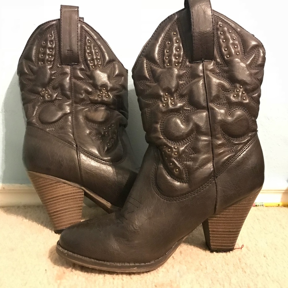 Dark Brown Embellished MIA Cowboy Boots