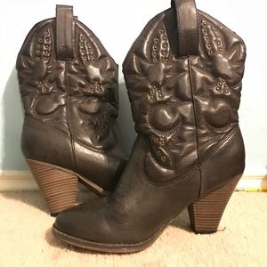 Dark Brown Embellished MIA Cowboy Boots