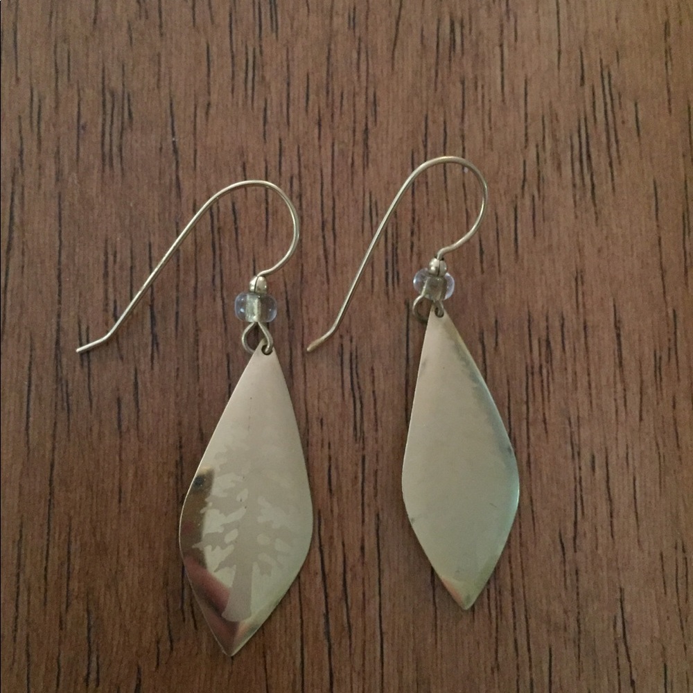 Gold Earrings - Tree Etching