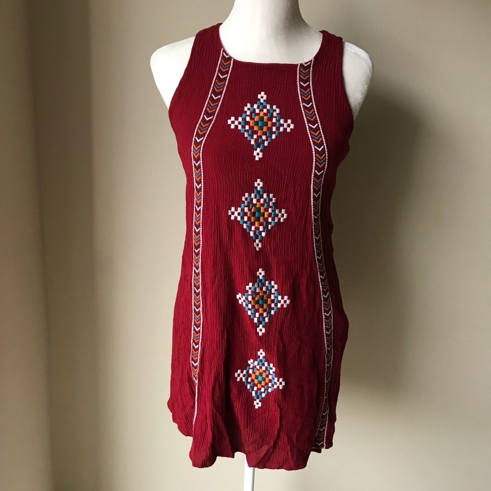 Red tribal embroidered dress by Xhilaration