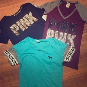 Victoria's Secret PINK 3 Shirts Sequin XS