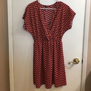 Orange/Coral Chevron Surplice Dress