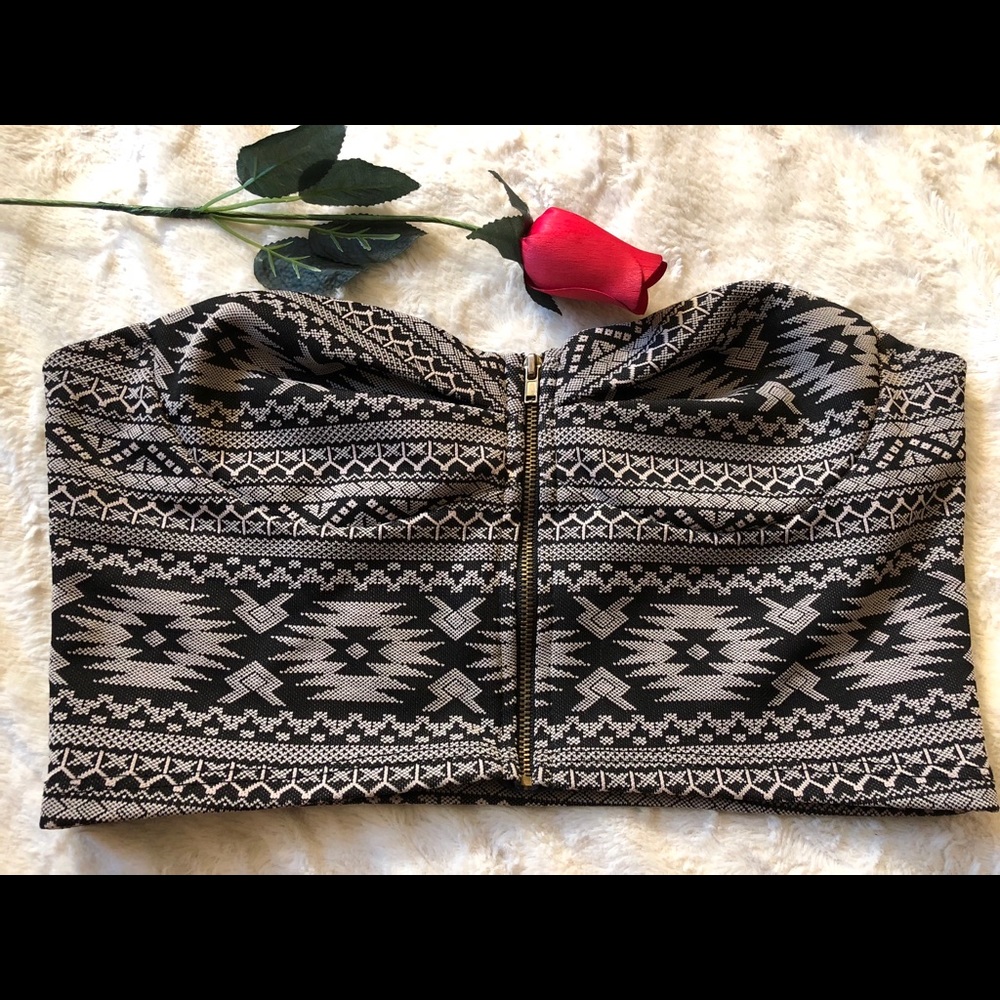 Gray tribal pattern bandeau crop top!