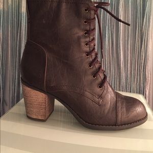 NEW brown heeled combat boots