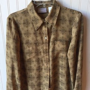 NWT Liz Claiborne Button Up Blouse Brown Size 8
