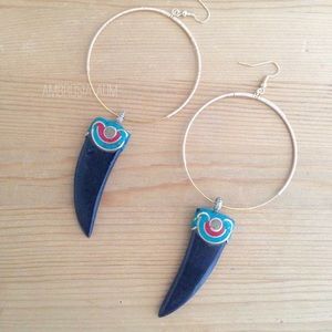 Tibetan Horn on a Gold Hoop