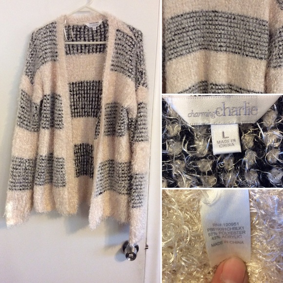 Charming Charlie Sweaters - Charming Charlie Fuzzy eyelash cardigan