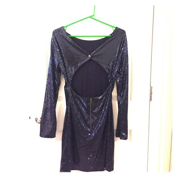 NWOT Navy blue Sequence dress - Picture 3 of 4