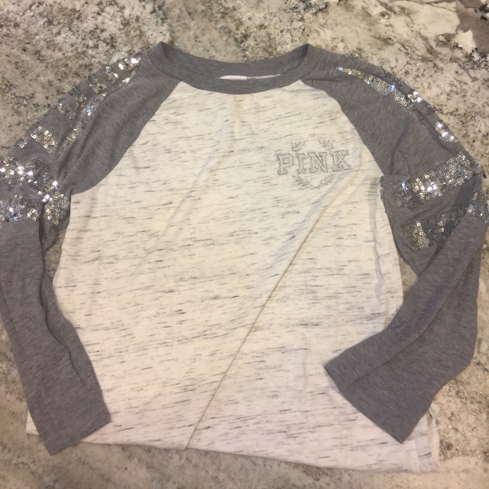 NWOT Victoria's Secret pink sequin baseball tee