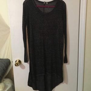 Grey melange high low long sleeve dress