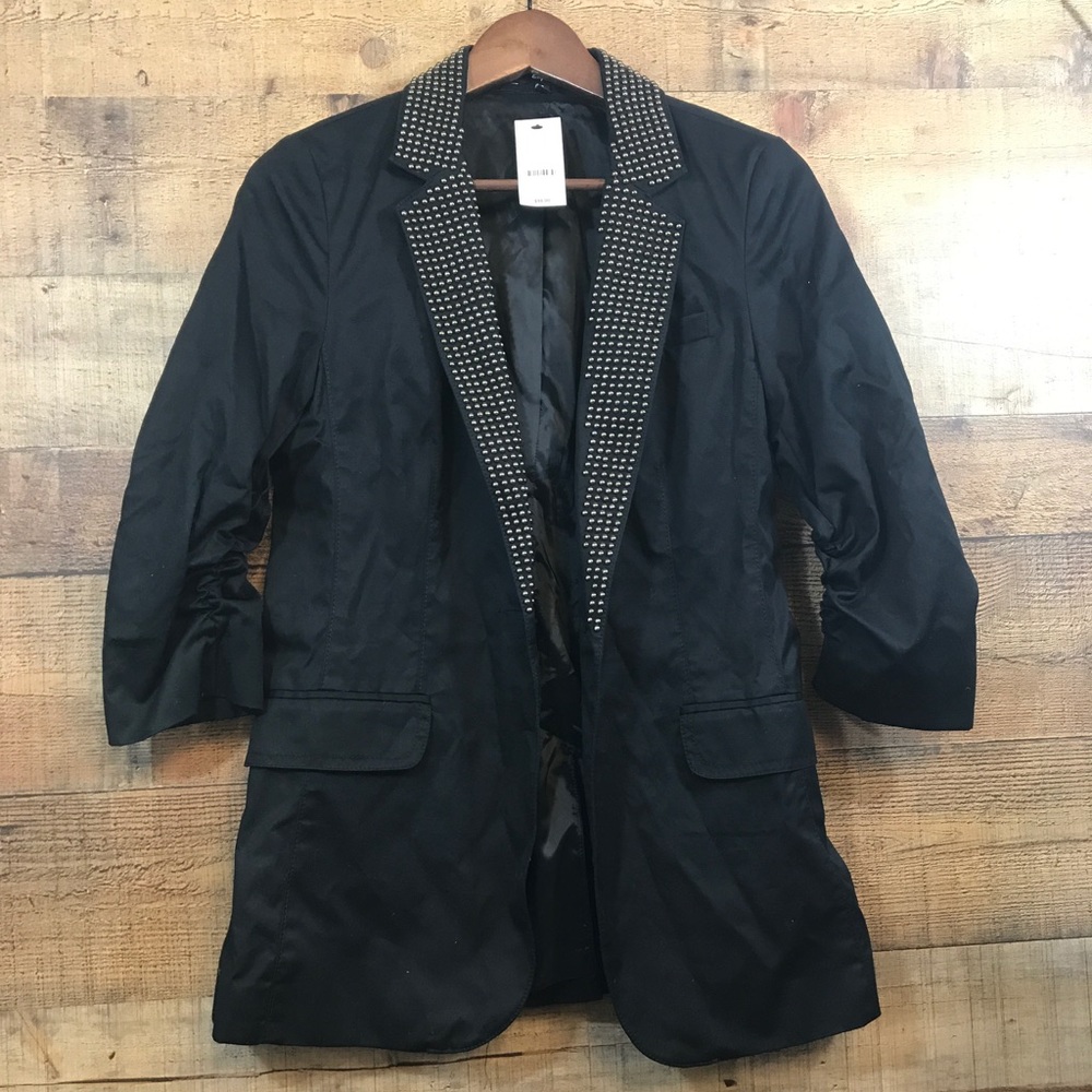 Black Express Studded Retro Blazer Jacket