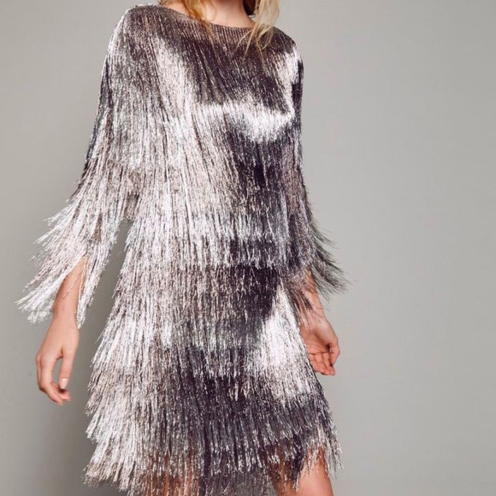 Rachel Zoe Metallic Fringe Dress *RARE*