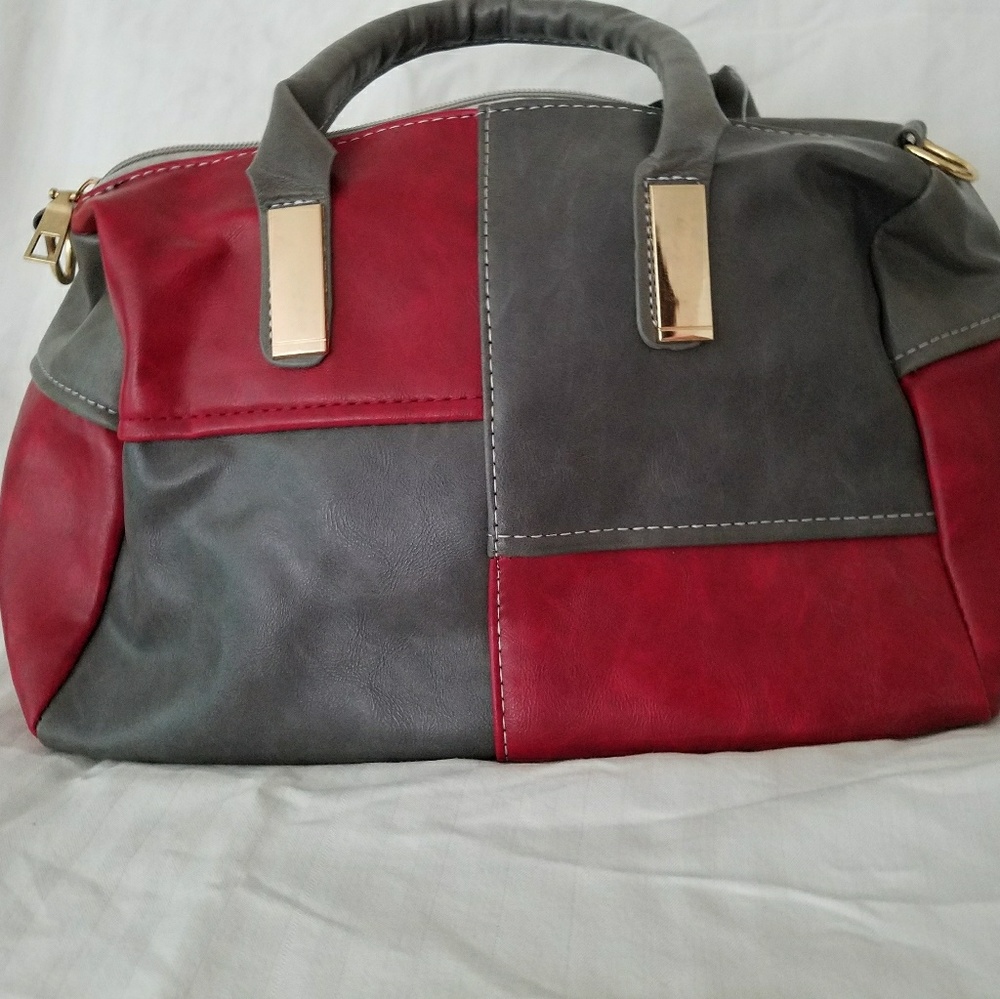 Leather Color Block  Fashion Bag