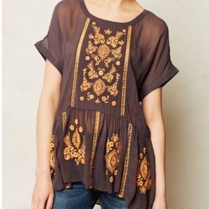 Embroidered and Beaded Anthropologie Top