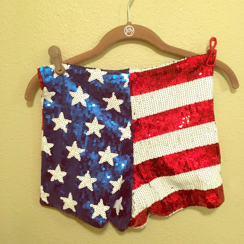 American flag sequin shorts