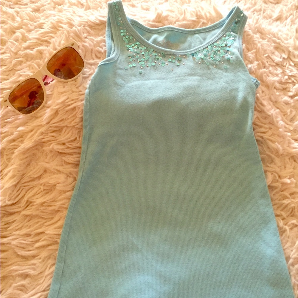 Sequined Light Blue Tank