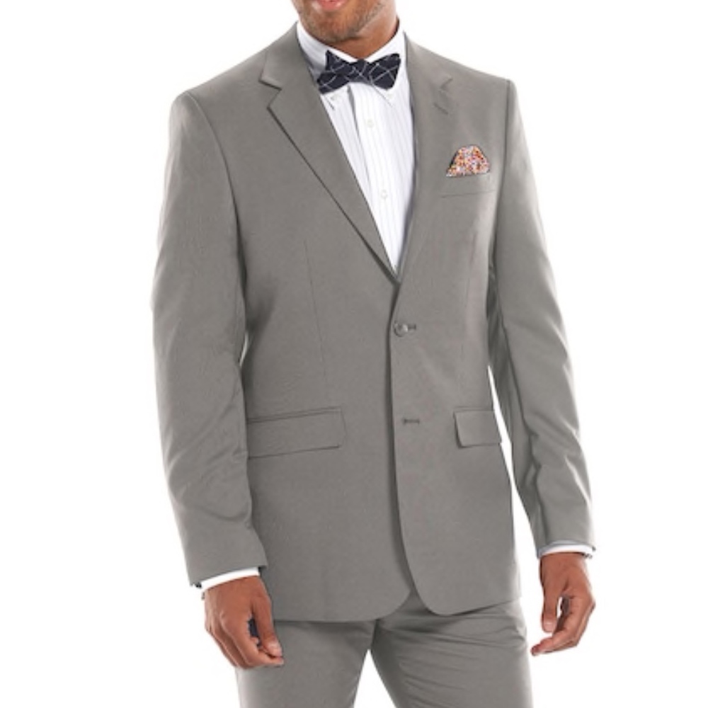 Apt. 9 Modern-Fit Pindot Blazer Suit 40L NWT Grey