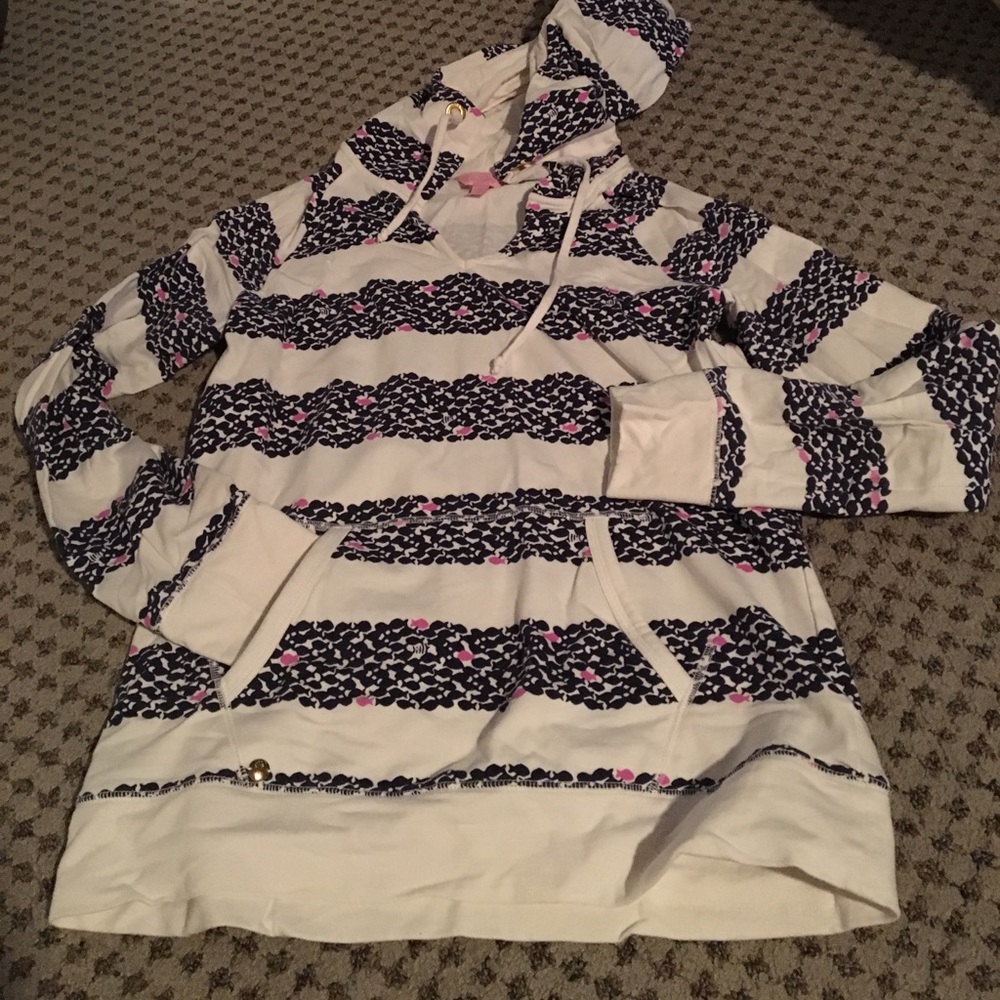 Lilly Pulitzer sweatshirt blue fish pink fish M