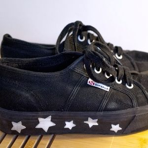 Black Superga Flatform Star Sneakers 7.5