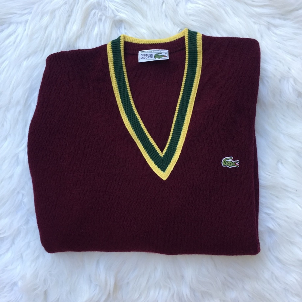 VTG Chemise Lacoste Maroon Wool Blend Sweater - Picture 7 of 8