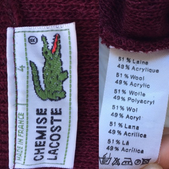 VTG Chemise Lacoste Maroon Wool Blend Sweater - Picture 8 of 8
