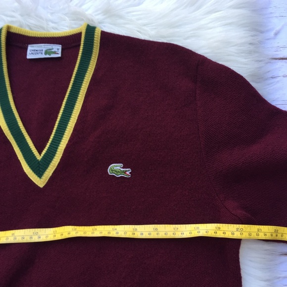 VTG Chemise Lacoste Maroon Wool Blend Sweater - Picture 4 of 8