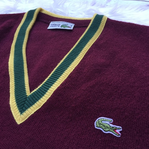 VTG Chemise Lacoste Maroon Wool Blend Sweater - Picture 6 of 8