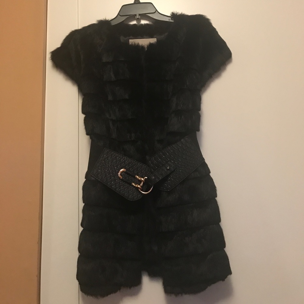 Black Snow and Passion Rabbit Fur semi coat