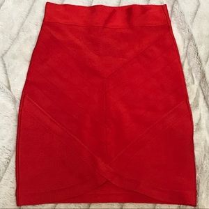 Bebe Bandage Skirt Red Size Medium