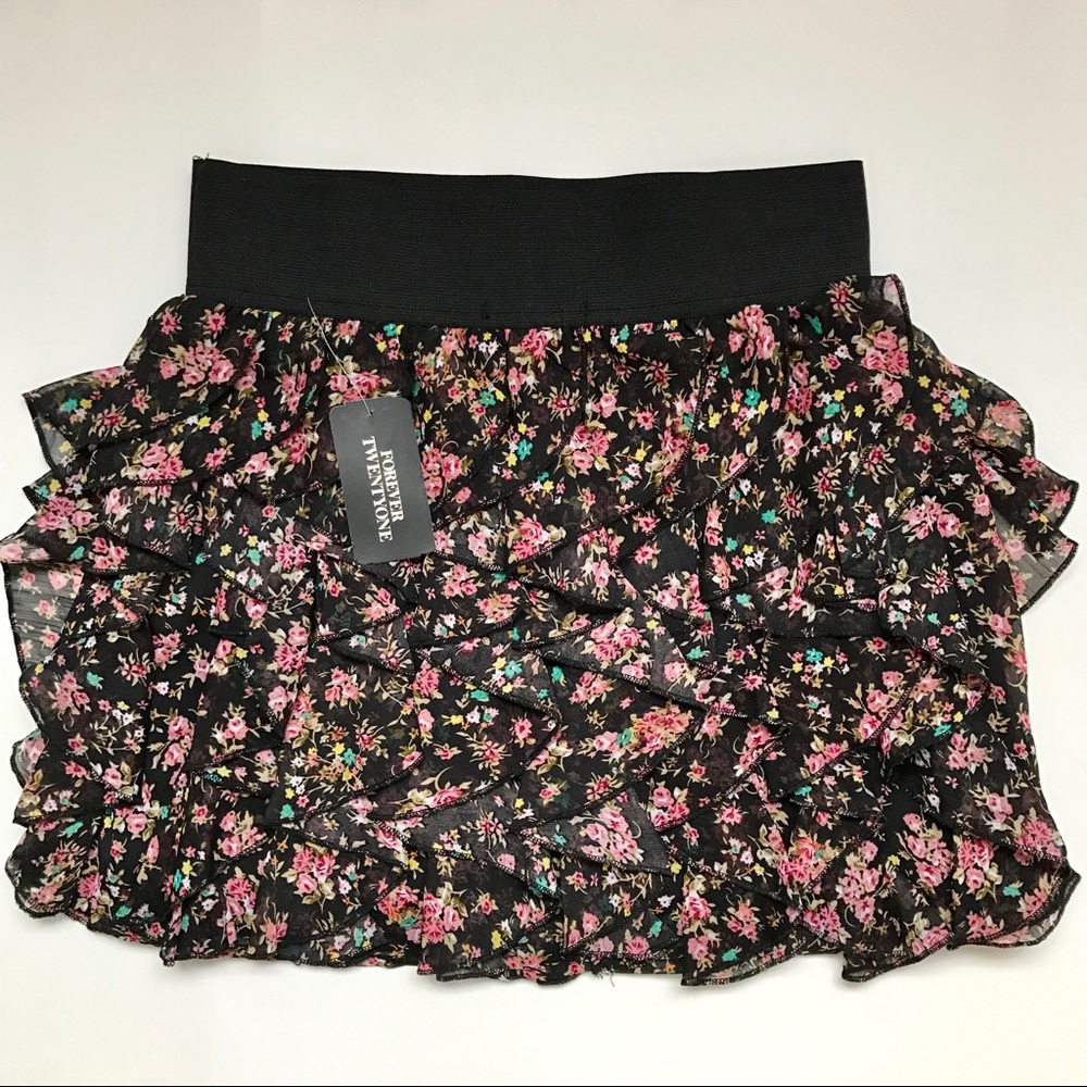 Forever21 Floral Ruffles Skirt