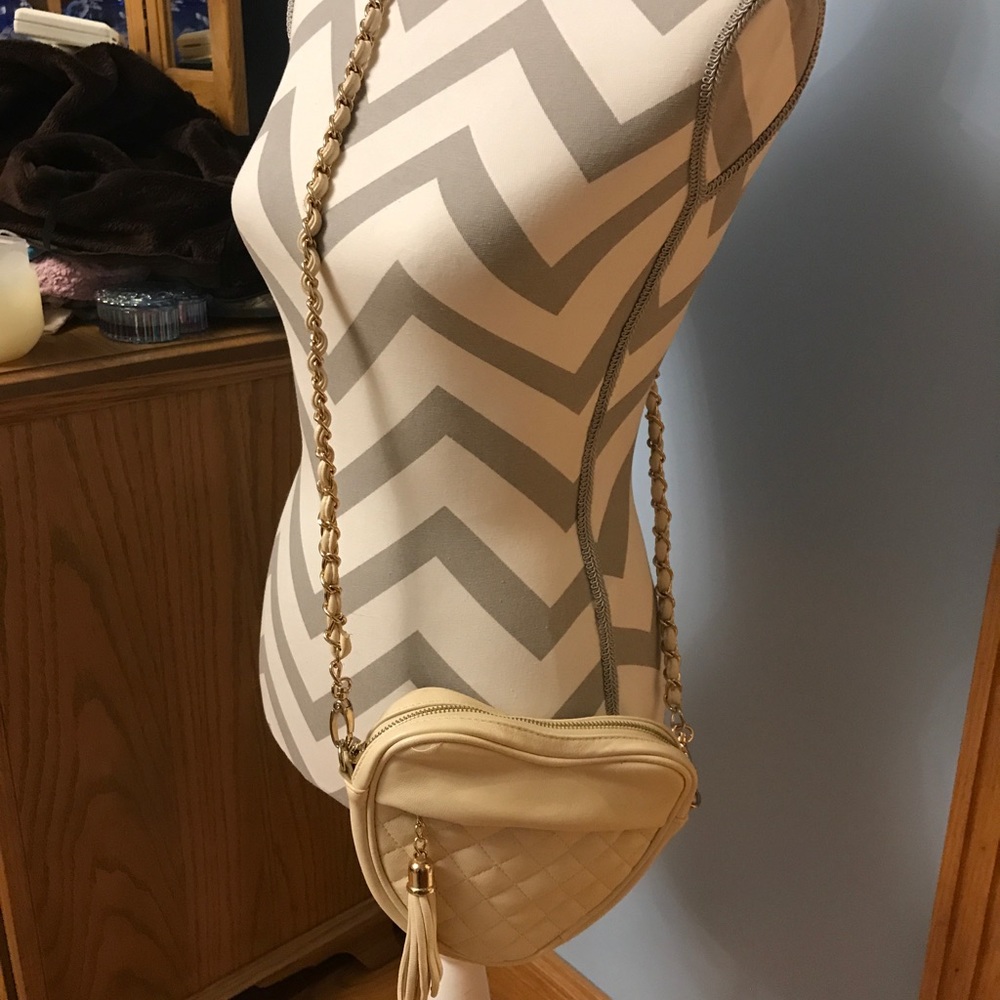 Cream heart shaped purse