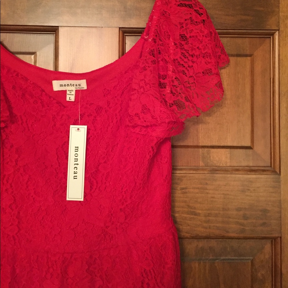 NWT! Red Lace Top!