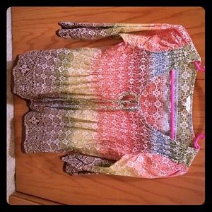 3/4 Sleeve Rainbow Top