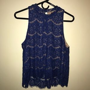 Lace High Neck Tank