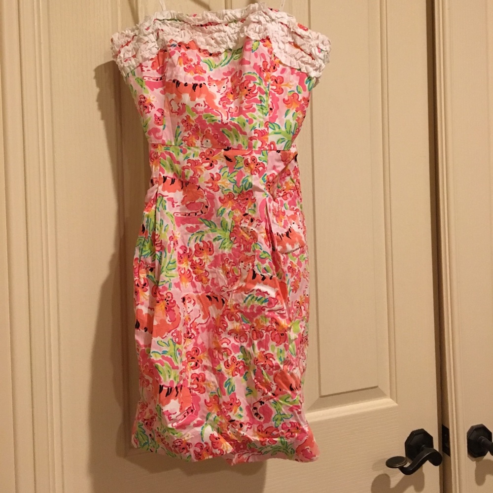 Lilly Pulitzer Pink Strapless Tiger Print dress