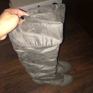 Gray Slouch Boots