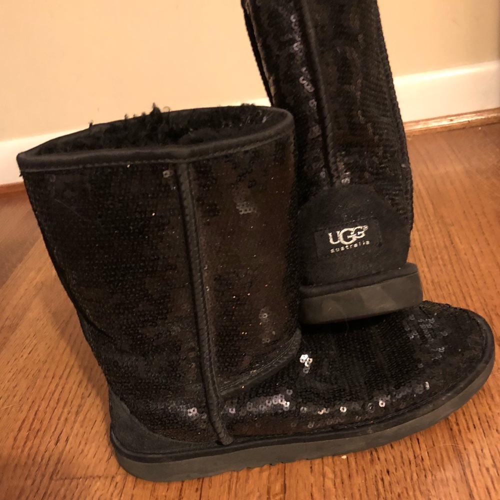 UGG black sequin boots size 9