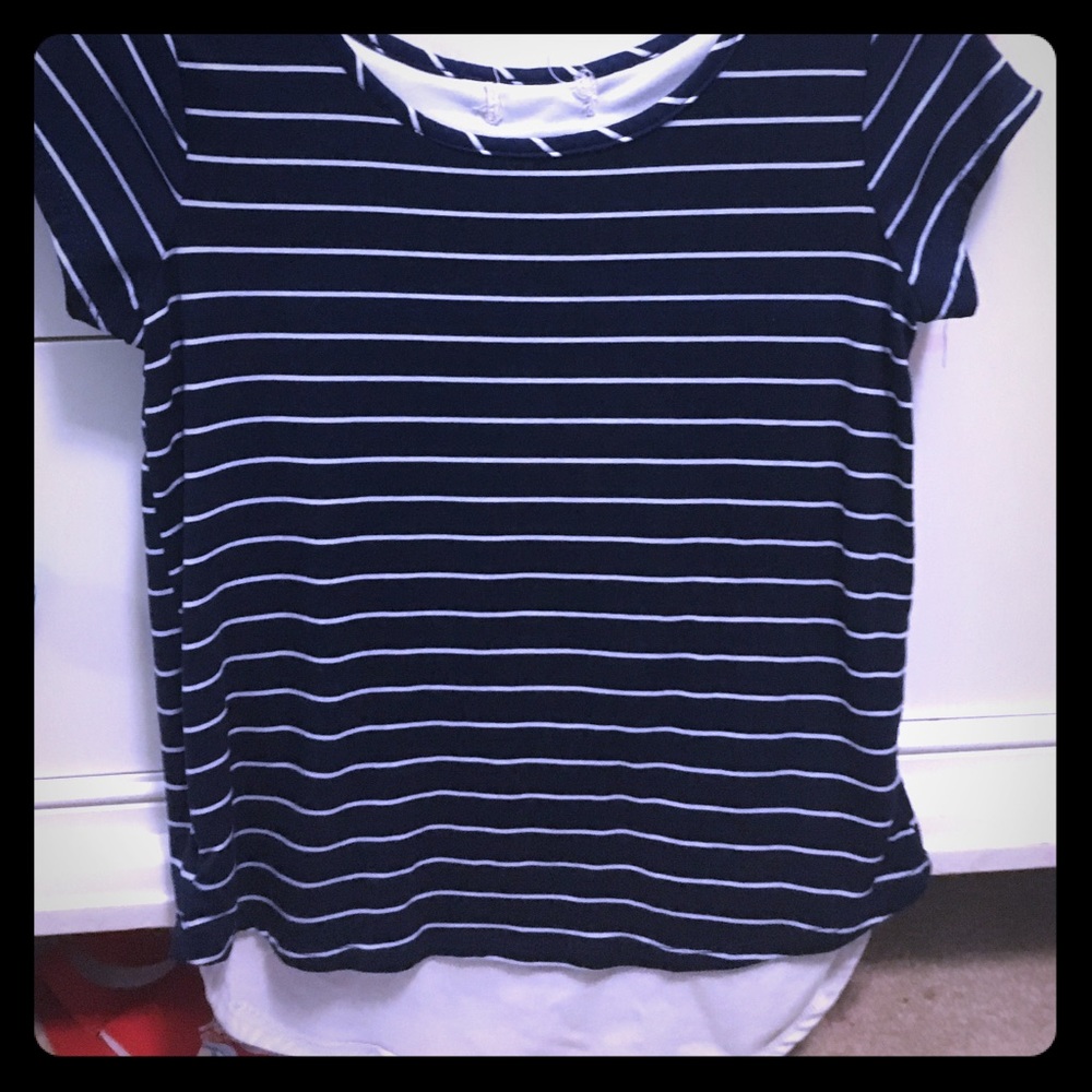 Navy-blue with white stripes shirt/kids size
