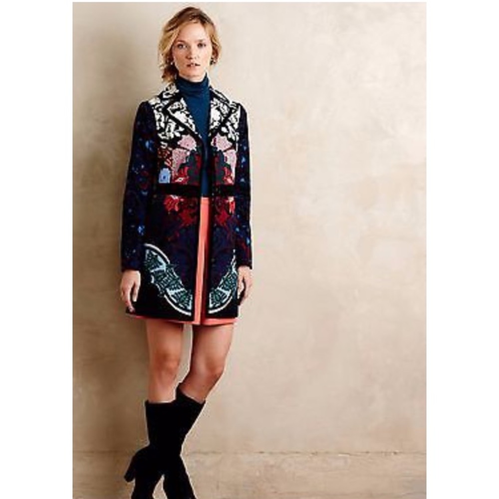 Anthropologie Florilege Floral Coat by Elevenses