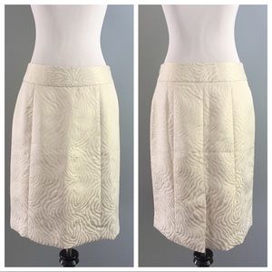 Ann Taylor LOFT white metallic animal print skirt