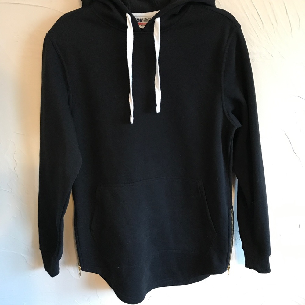 Trendy, long, side zip sweatshirt (Black)