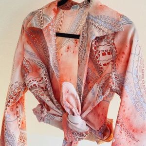 Psychedelic 70s Silky Disco Shirt Patterned S/M/L